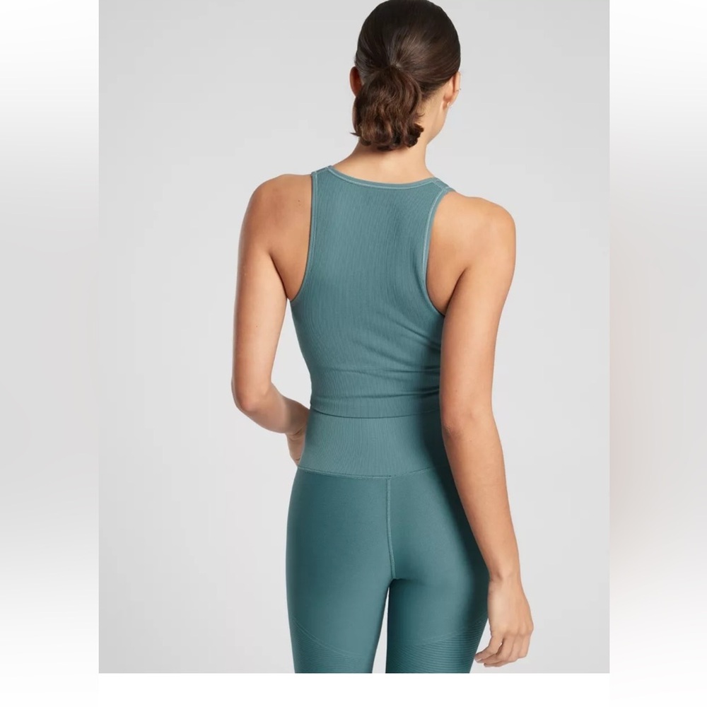 Y2k ATHLETA Aurora Tank Top  #981945 Retro 90s Teal Crop Top Yoga stretch WMN S